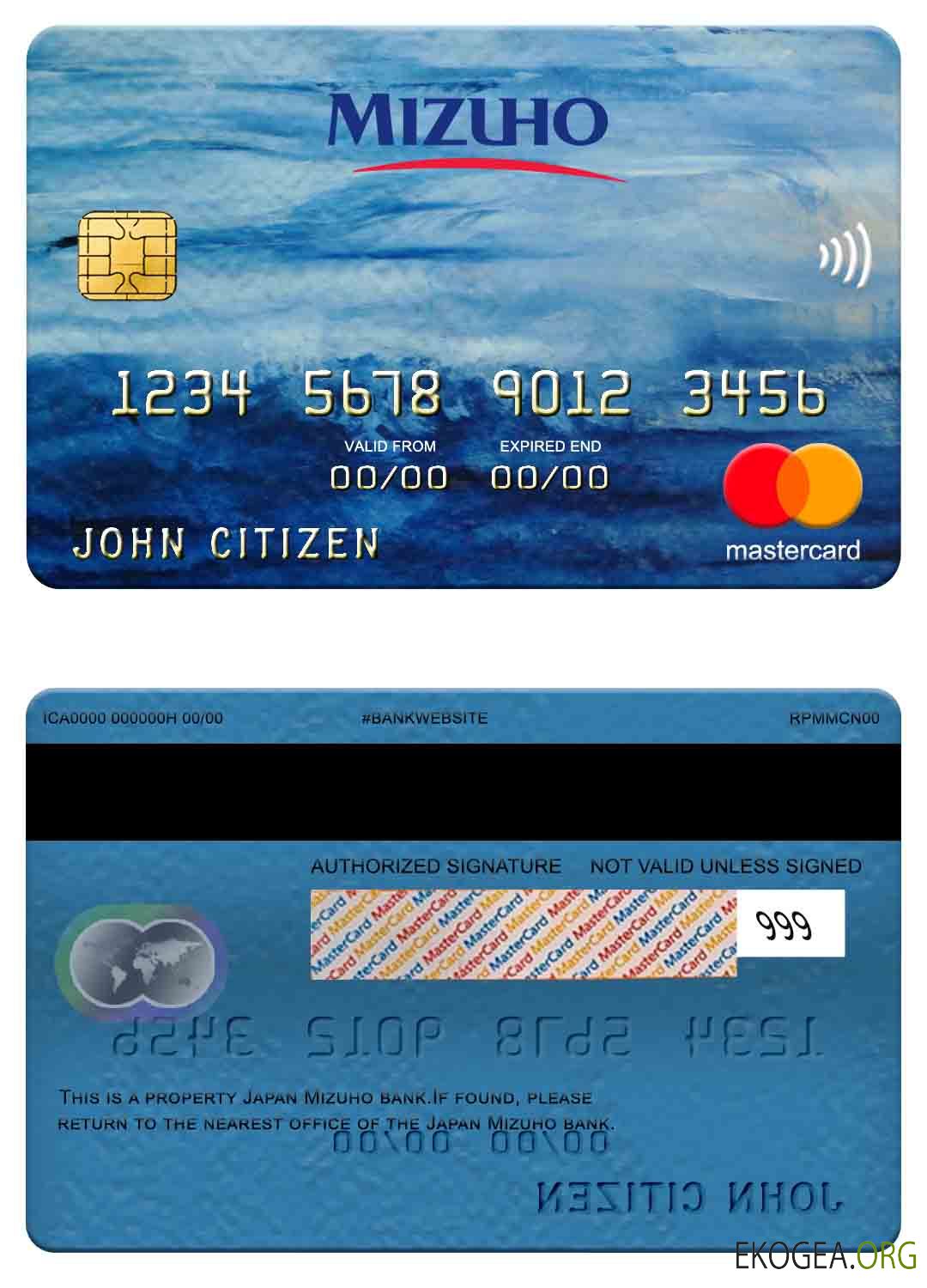 Carte Mastercard de la banque Mizuho au Japon